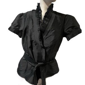 Calvin Klein pleated trim cropped trim blouse